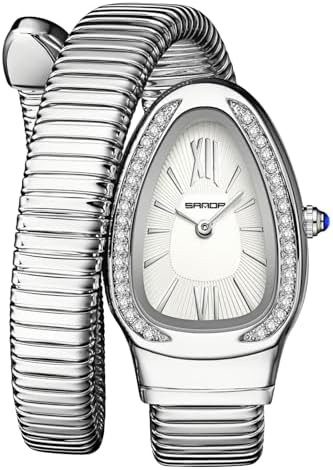 Gosasa Stylish Women's Snake Shape Bangle Watch Unique Design Snake Coil Elegant Dress Diamond Br... | Amazon (US)