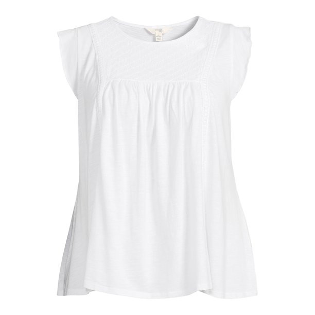 Terra & Sky Women's Plus Size Eyelet Trim Flutter Sleeve Top - Walmart.com | Walmart (US)