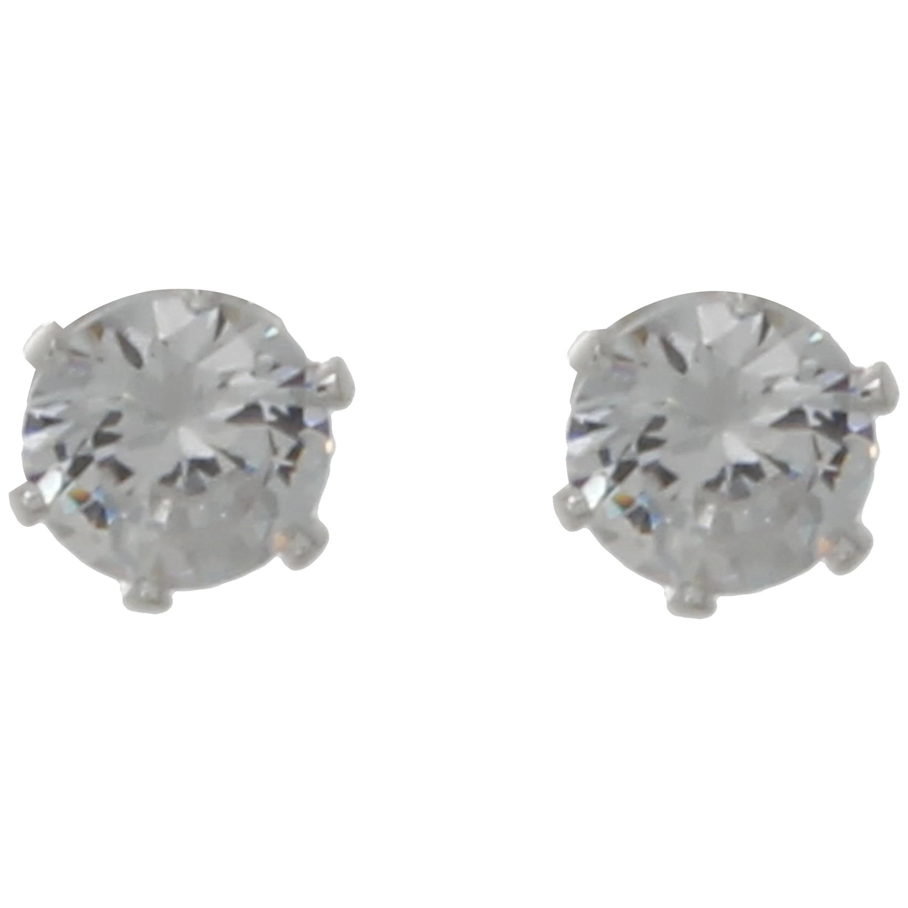 Time and Tru Women's Silvertone Cubic Zirconia Stud | Walmart (US)