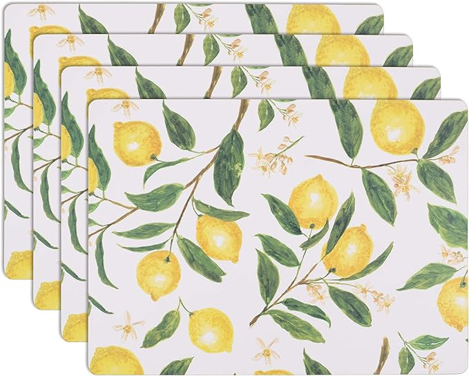 House and Home Cork Placemats 16 x 12-Inch Set of 4 (Lemons Print) | Amazon (US)