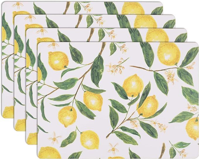 House and Home Cork Placemats 16 x 12-Inch Set of 4 (Lemons Print) | Amazon (US)