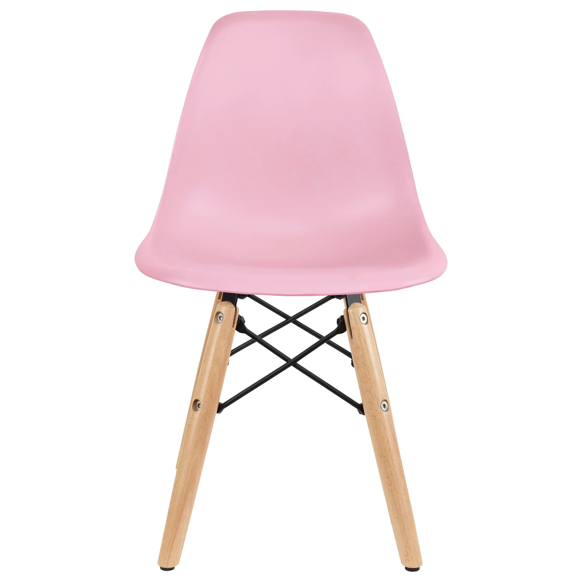 2xhome - Pink - Toddler Kids Size Plastic Side Chair Pink Seat Natural Wood Wooden Legs Eiffel Ch... | Walmart (US)