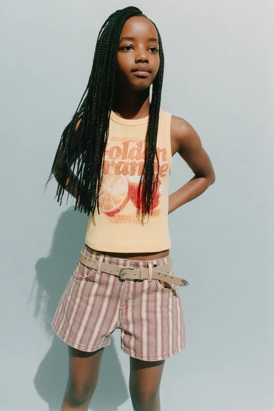 Ribbed vest top with a round neck and sleeveless design. Features a fruit print on the front. | Zara UK