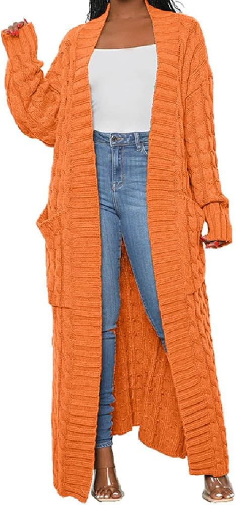 A ADILACA Women's Thin Type Stylish Cable Knit Cardigan with 2-Pockets, Women's Extra Long Ankle ... | Amazon (US)