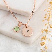 Custom Birthstone Necklace | Rose Gold Initial With Birthday Gift For Her Personalised Jewelry | Etsy (US)