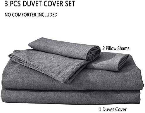 MooMee Home Collection Washed Cotton 3 Pieces Solid Duvet Cover Set, Includes 1 Comforter Cover 2... | Amazon (US)