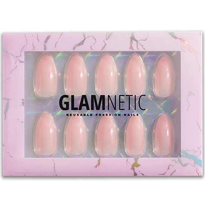 Glamnetic Press On Nails - Cloud 9 | Jelly UV Finish Medium Pointed Almond Shape, Reusable Pink N... | Amazon (US)