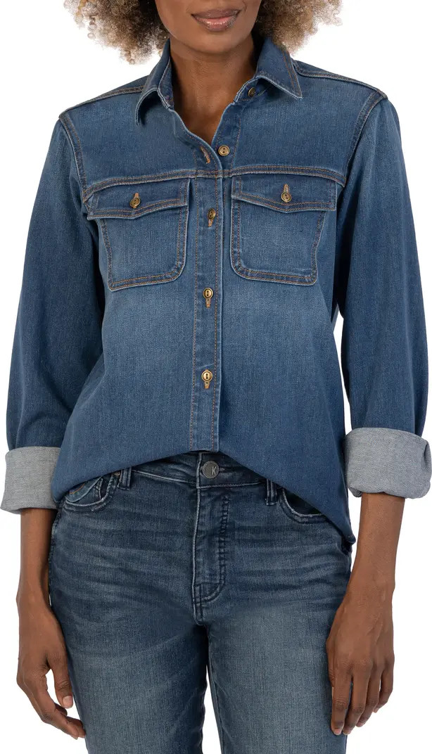 KUT from the Kloth Romy Flap Pocket Denim Button-Up Shirt | Nordstrom | Nordstrom