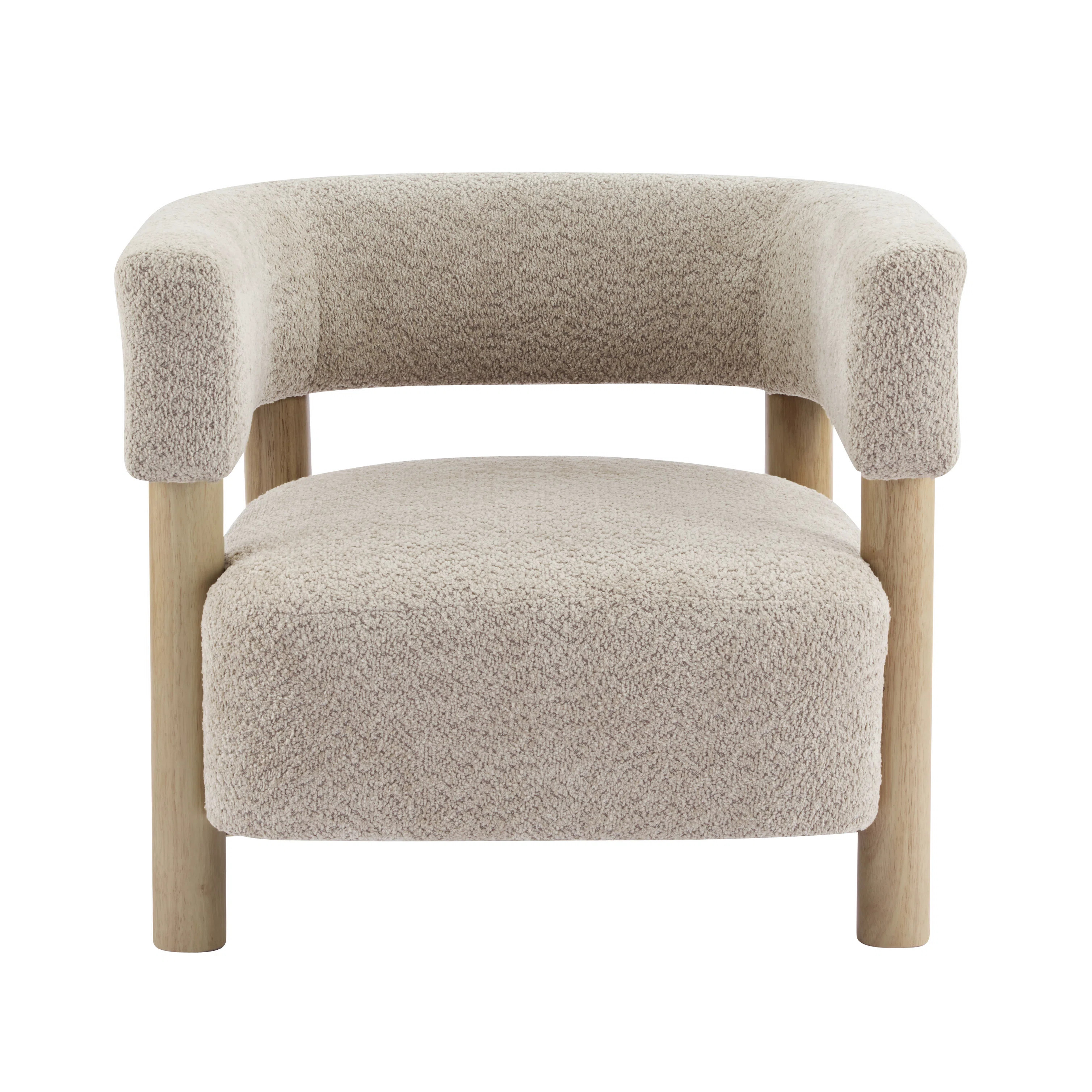 Lejon Boucle Upholstered Accent Chair With Rubberwood Legs | Wayfair North America