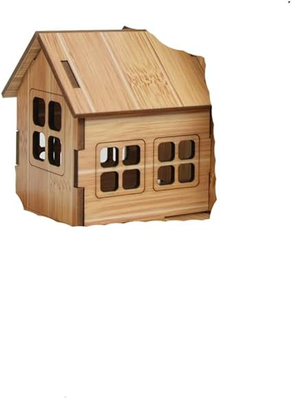 Bamboo Hut Building 3D Puzzle 7.9"*4.7"*5.5'' DIY Laser Cut Doll House Model Ornament. Made of Ec... | Amazon (US)