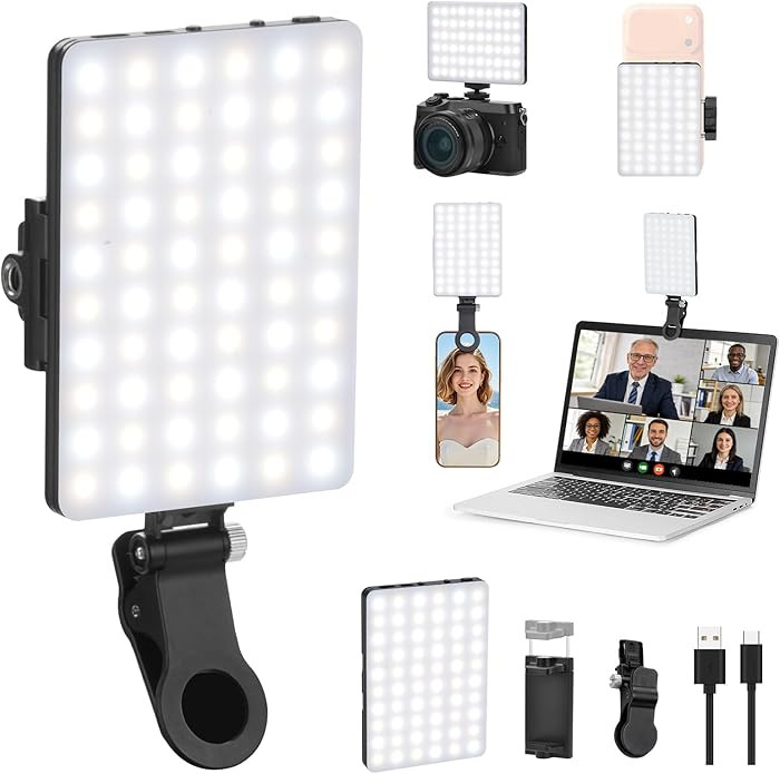 Newmowa 60 LED High Power Rechargeable Clip Fill Video Conference Light with Front & Back Clip, A... | Amazon (US)