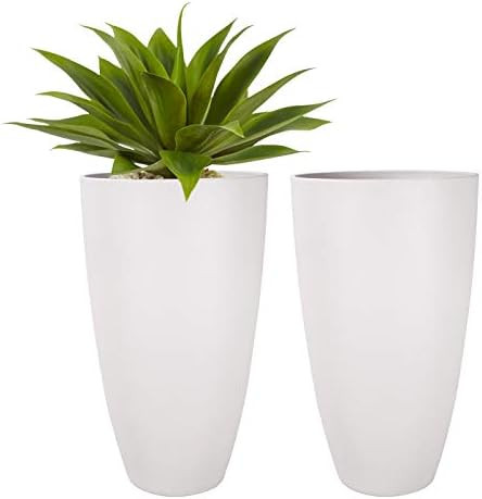 LA JOLIE MUSE Tall Planters Outdoor Indoor - Tree Planter 20 inch Modern White Flower Pots with D... | Amazon (CA)