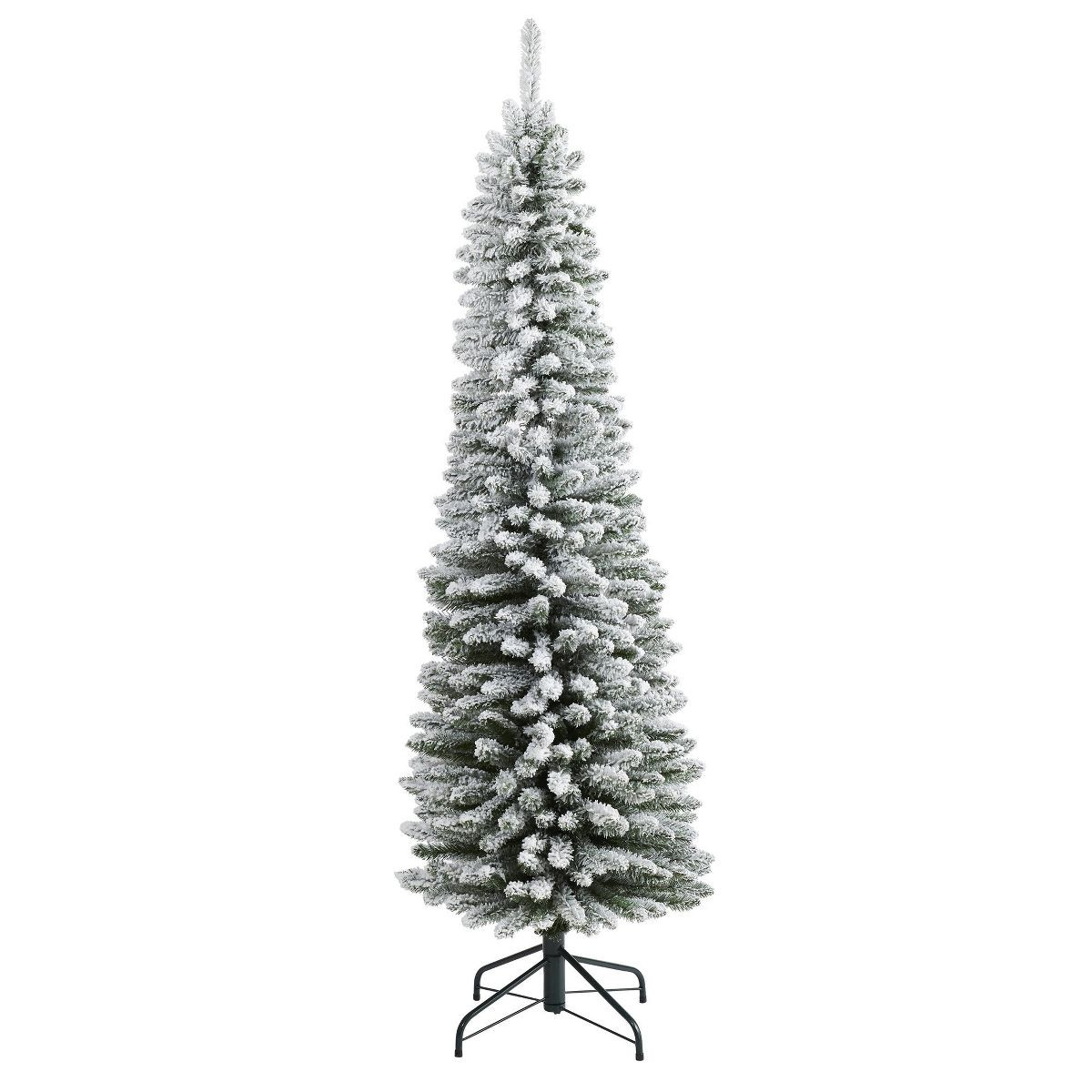 Nearly Natural 6-ft Flocked Pencil Artificial Christmas Tree with 438 Bendable Branches | Target