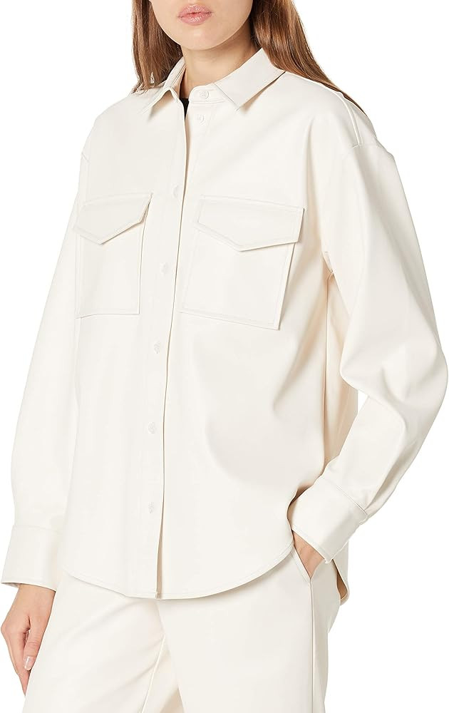 The Drop Women's @Lisadnyc Faux Leather Long Shirt Jacket | Amazon (US)