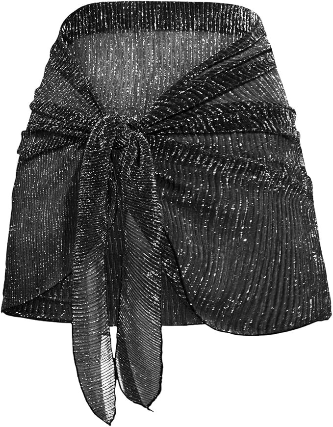 Holipick Shiny Sarong Coverups for Women Bathing Suit Wrap Skirt Swimsuit Beach Bikini Cover Up | Amazon (US)