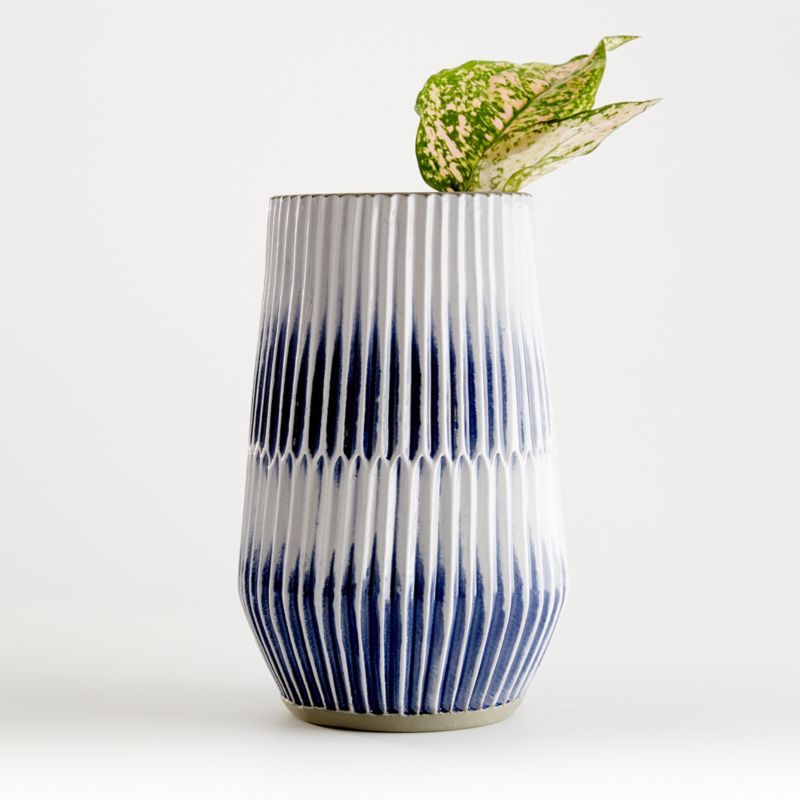 Piega Small Blue and White Vase + Reviews | Crate and Barrel | Crate & Barrel