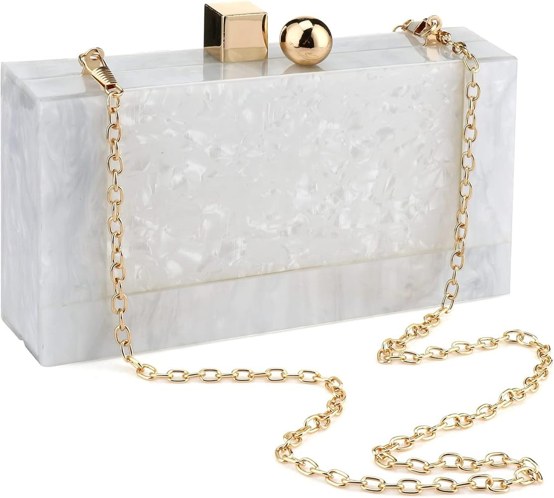 RKROUCO Glitter Marble Acrylic Clutch Purse Women Evening Handbag Perspex Crossbody Bag for Weddi... | Amazon (US)