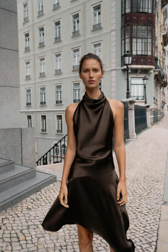 ASYMMETRIC SHORT DRESS WITH BOW | Zara US