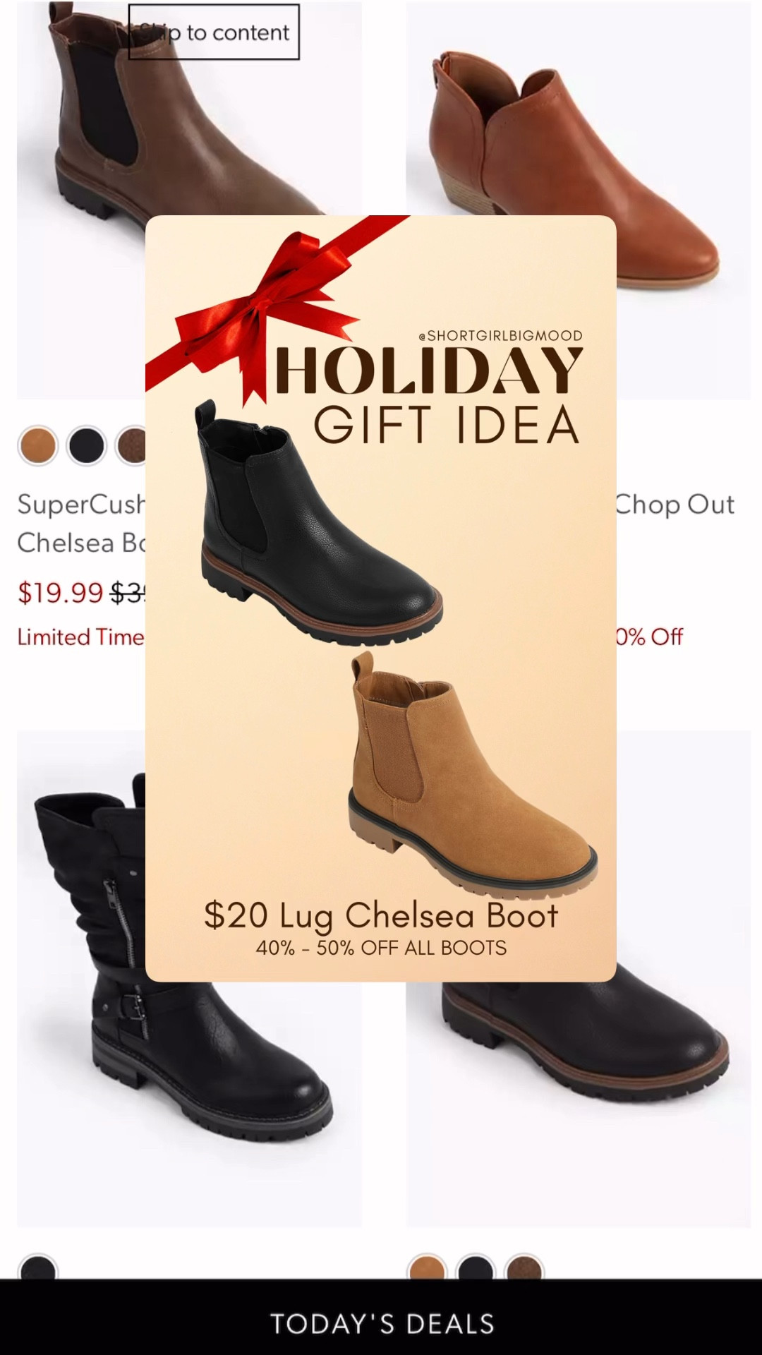 40% - 50% off all boots at Maurices today! 

#LTKGiftGuide #LTKSaleAlert #LTKFindsUnder50