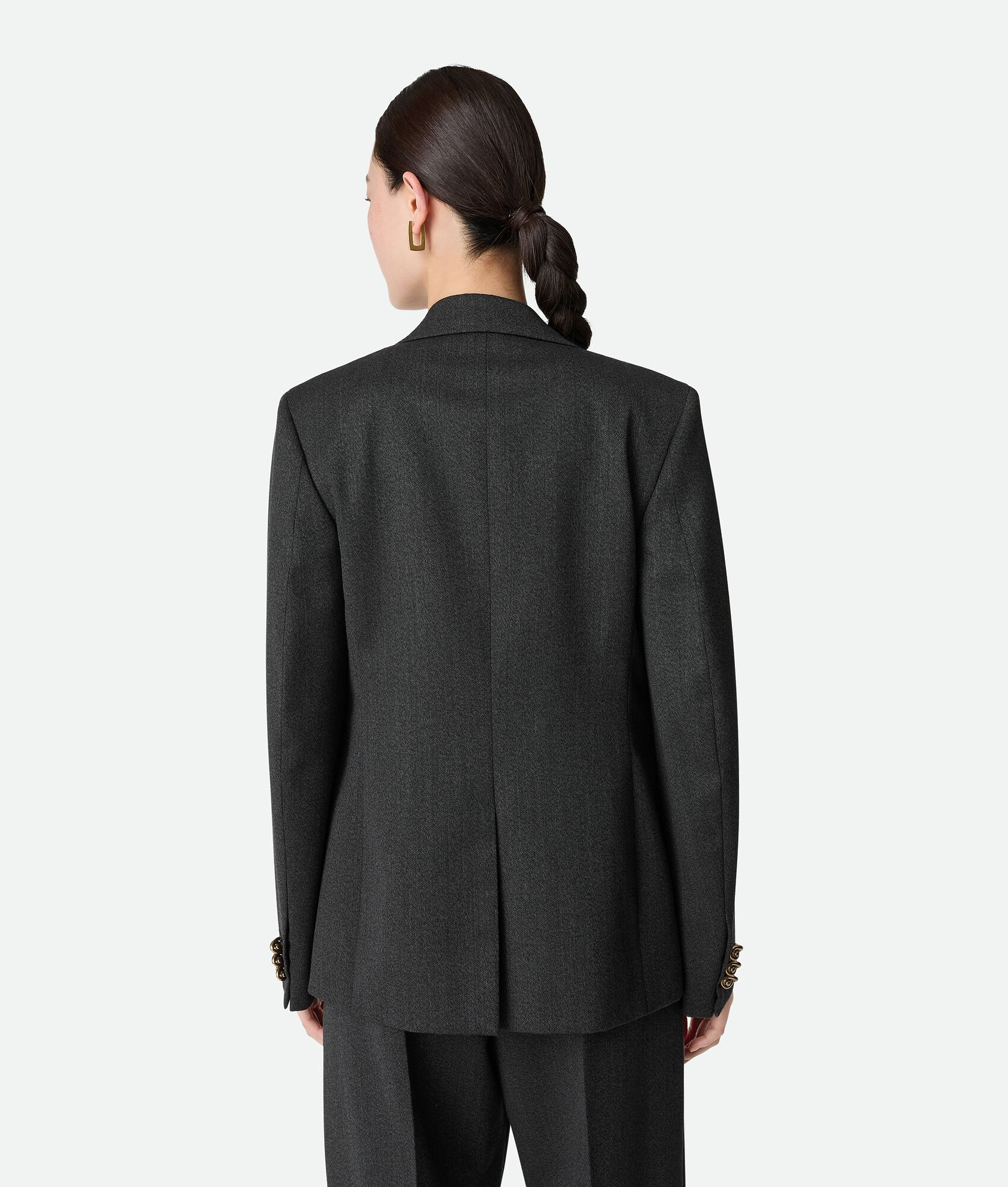 Women's Mouline Wool Twill Jacket in Black/charcoal | Bottega Veneta GB | Bottega Veneta