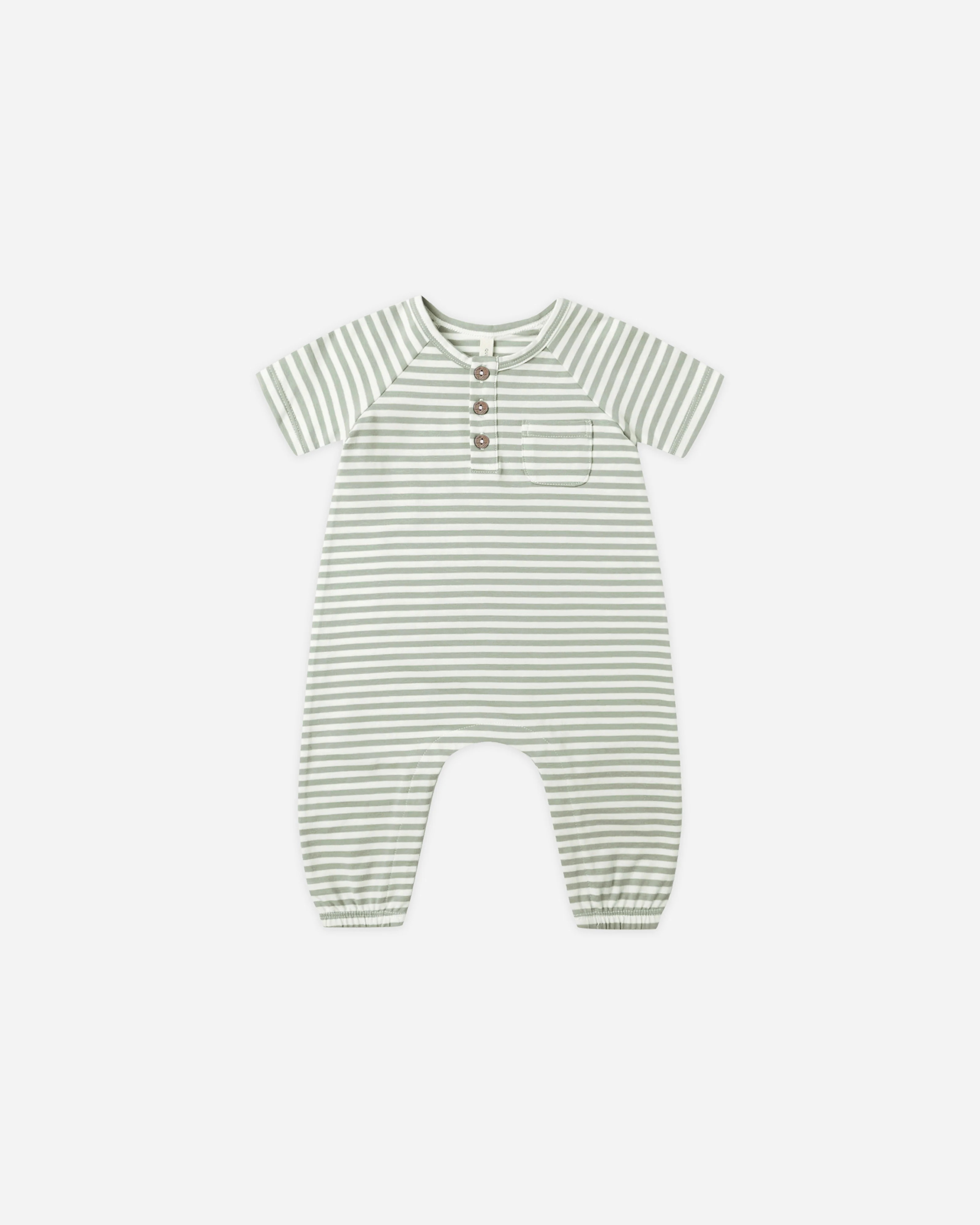 Short Sleeve Jumpsuit || Fern Stripe | Rylee + Cru