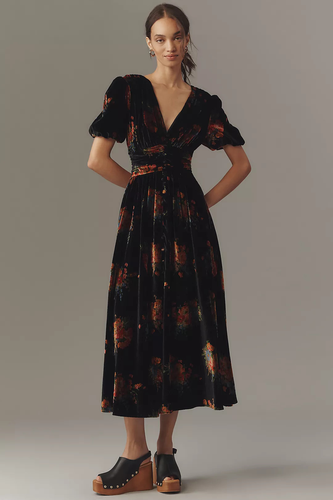 The Katerina Button-Front Dress: Velvet Edition | Anthropologie (US)