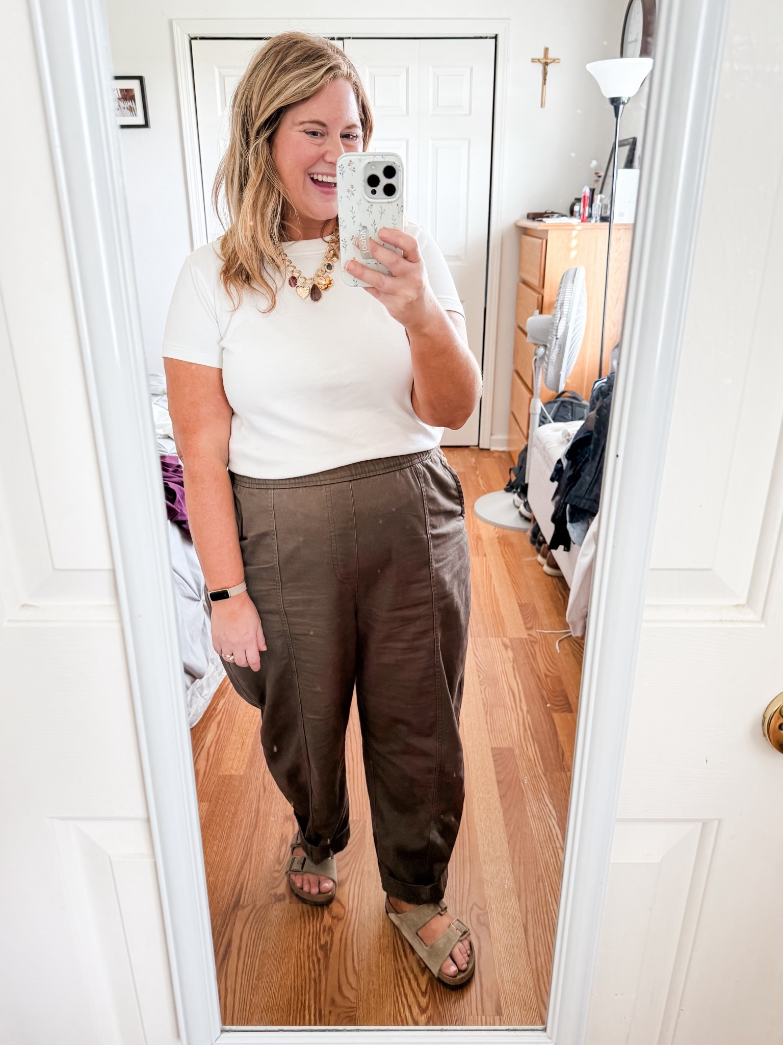 Teacher outfit! Wearing an XL in the barrel pants.  I really need an XL petite (which they don’t carry) as they felt a little too big throughout the day (but large petite is too small).   

#LTKMidsize #LTKWorkwear #LTKFindsUnder50