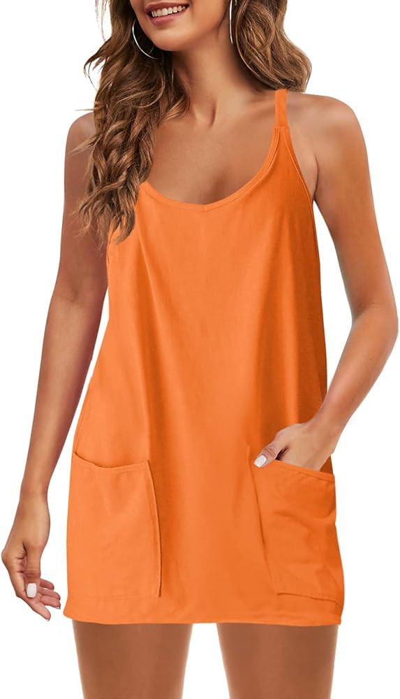Panadila Womens Summer Sleeveless Mini Dress V Neck Spaghetti Strap Sundress Athletic Short Dress... | Amazon (US)