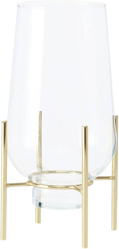 Stilt Stand Candle Holder Vase, Tulip Shaped Vesel, Clear Glass, Gold Iron Stand, 6.25 D x 12.5 H... | Amazon (US)
