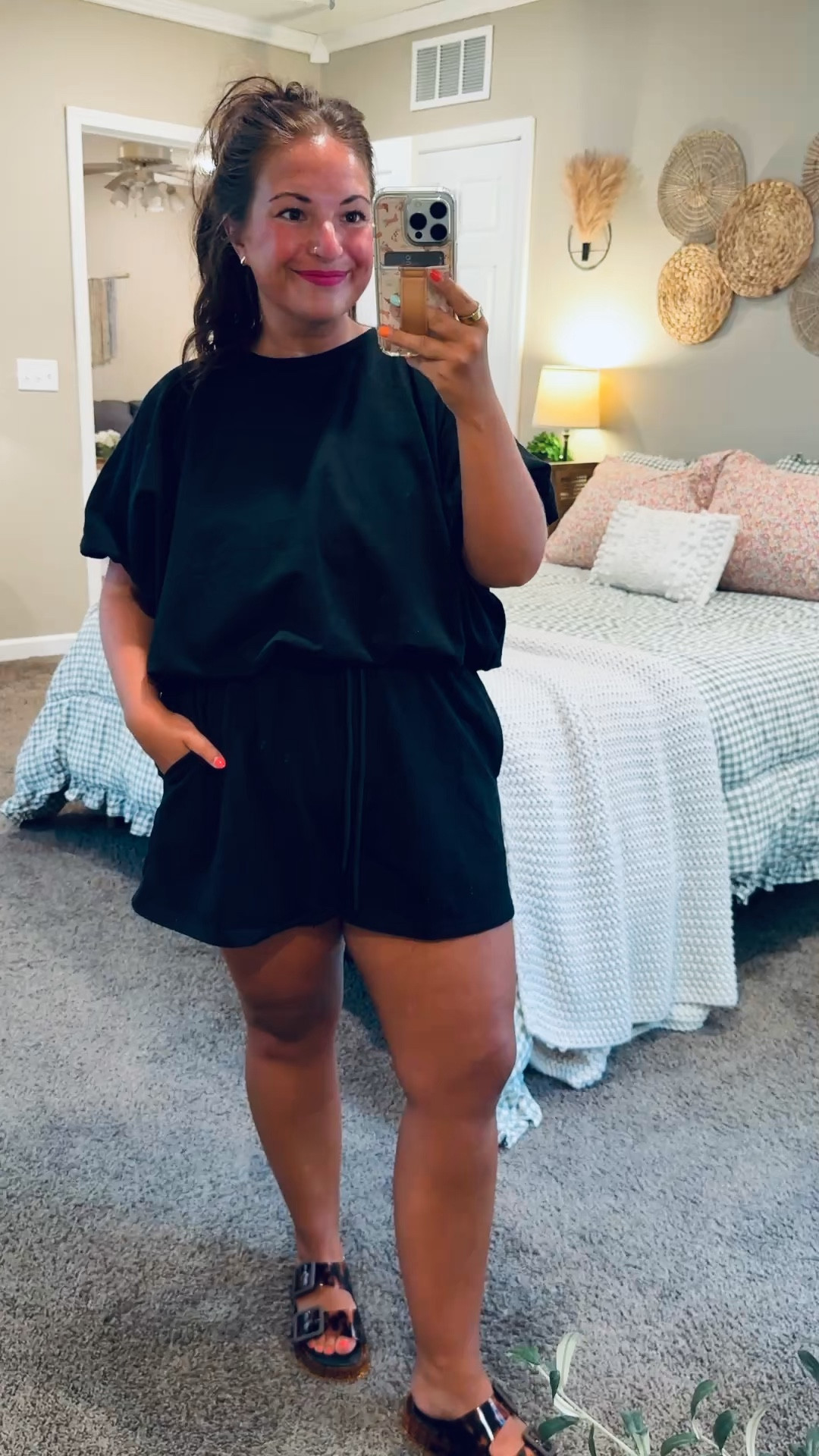 Your new everyday favorite. 🤍 This Amazon two-piece set is so soft, comfortable, and easy to throw on. The bubble tee and matching shorts make it the perfect outfit for errands, travel, lounging, or a casual day out!

sandals: fit true to size // wearing a 5
set: fits true to size // wearing an XL 

 #LTKootd #LTKMidsize