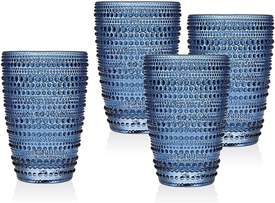 Godinger Highball Glasses, Tall Beverage Glass Cups - Lumina Blue, Set of 4 | Amazon (US)