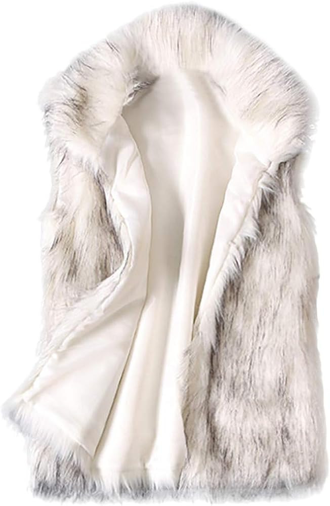 Womens Faux Fur Coat Casual Loose Sleeveless Vest Fuzzy Fleece Lapel Collar Jackets Winter Windpr... | Amazon (US)