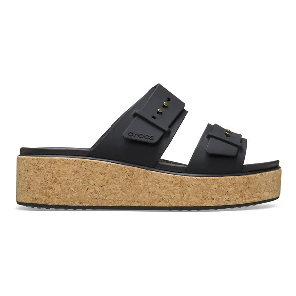 Women's Crocs Brooklyn Cork Buckle Slide Sandals 10 Black | Scheels
