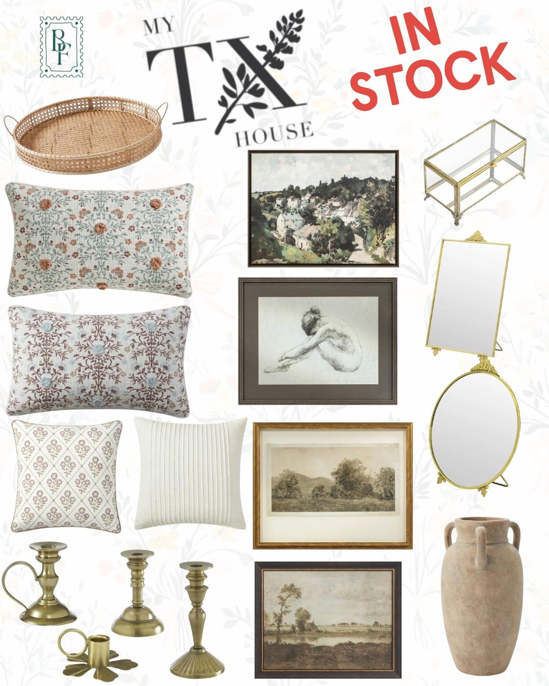 IN STOCK ALERT!
The My Texas House Spring/Summer Collection is full of dreamy neutrals, soft florals, and vintage-inspired charm — and yes, it’s ALL in stock right now! 👏🏻 🔗 ⬇️

Think:
🪞Antique-style mirrors
🖼️ Framed art that feels high-end
🕯️ Brass candleholders
🧺 Textured pillows + rustic trays

#LTKHome #MyTexasHouse #NeutralDecor #SpringDecor #ShopTheLook #LTKFinds #BeccaFritzFinds #LTKSeasonalStyle


#LTKSaleAlert #LTKFindsUnder50 #LTKHome