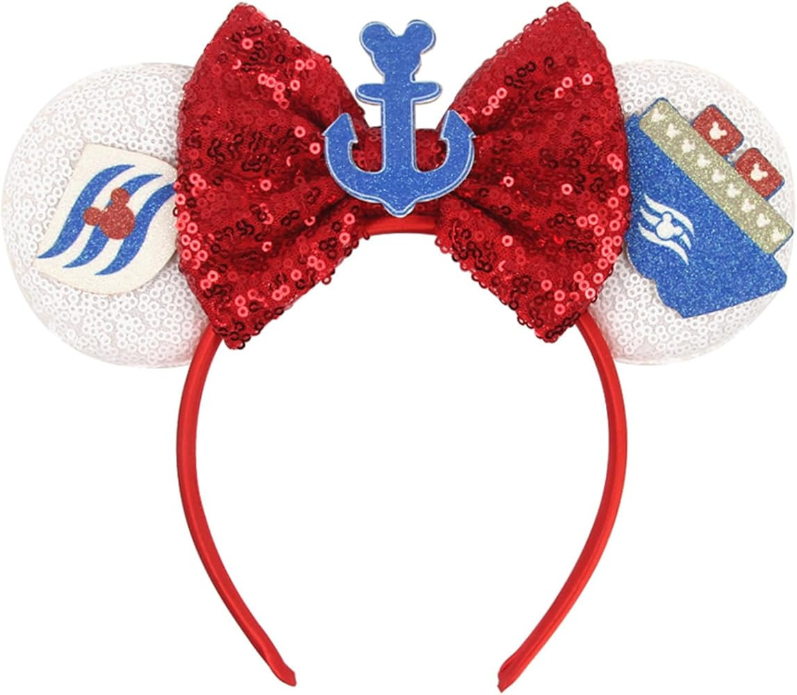 tyoungg Cruise Mouse Ear Headband Hairband for Girl Women Glitter Sequin Cruise Gift (B) | Amazon (US)