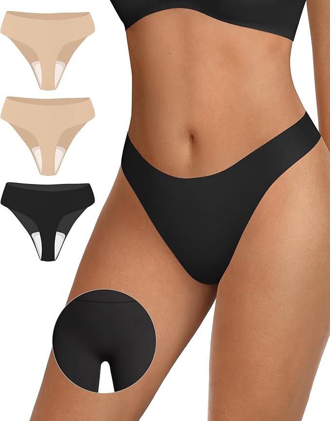 OEAK Seamless Thongs for Women Invisible Thongs No Show Thong Panty Liners Tangas Comfortable Wor... | Amazon (US)