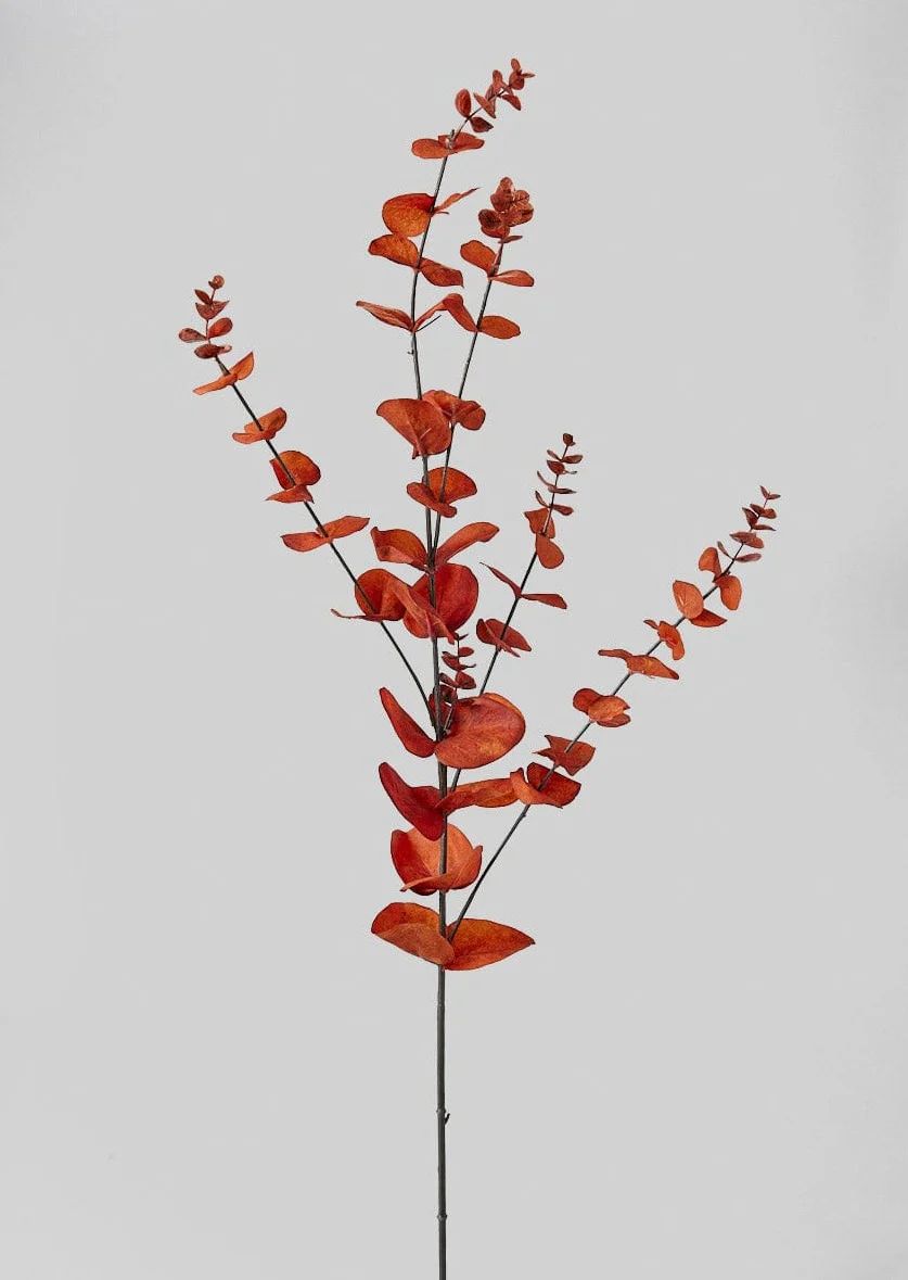 Artificial Burnt Sienna Spiral Eucalyptus Leaf Branch - 33.5" | Afloral