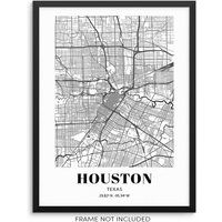 Houston City Grid Map Art Print Road Wall Poster 11""x14"" Modern Home Decor Artwork For Living Room | Etsy (US)