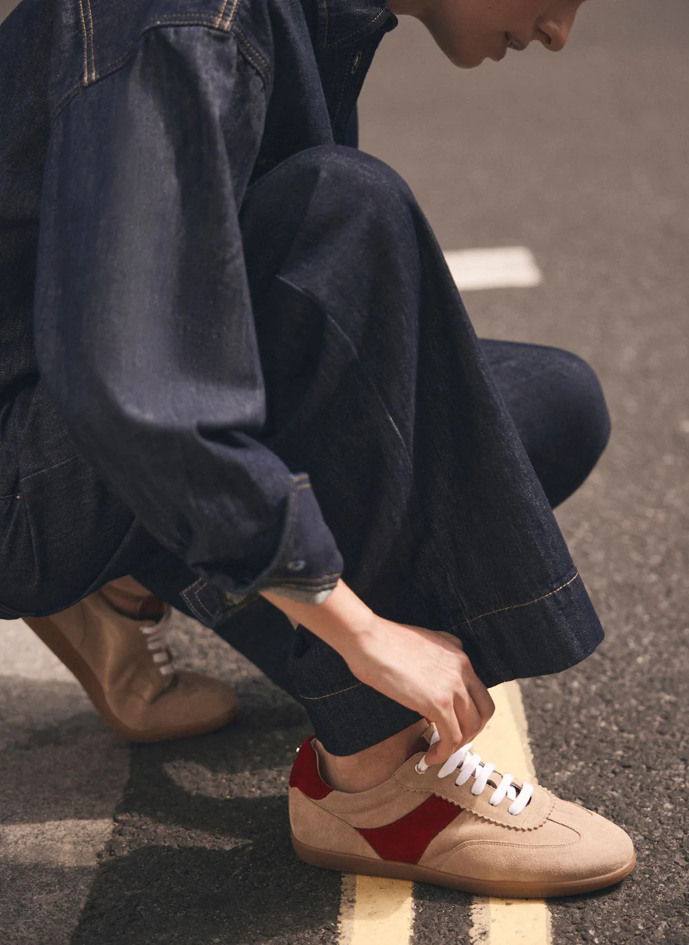 Lucia Neutral Suede Trainers | Mint Velvet