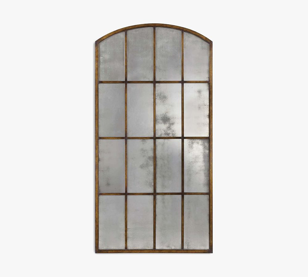 Open Box: Eva Windowpane Arched Floor Mirror, 42""W x 82""H - Antique Brown | Pottery Barn (US)