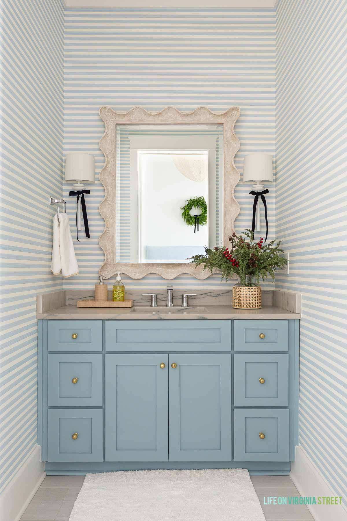 Coastal Christmas bathroom decor // modern coastal holiday home 

 #LTKHoliday #LTKSeasonal #LTKHome