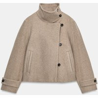 Zara - Soft Double-Breasted Jacket - Taupe Brown - Xs - Woman | Zara US