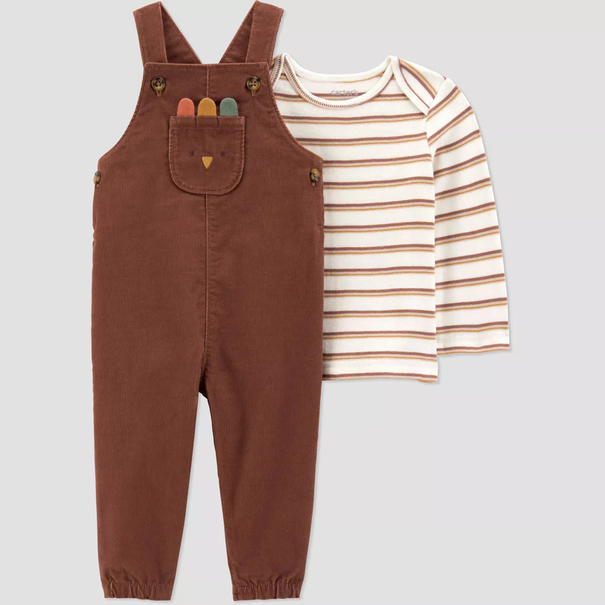 Carter's Just One You® Baby 2pc Thanksgiving Overalls Set - Brown Newborn | Target
