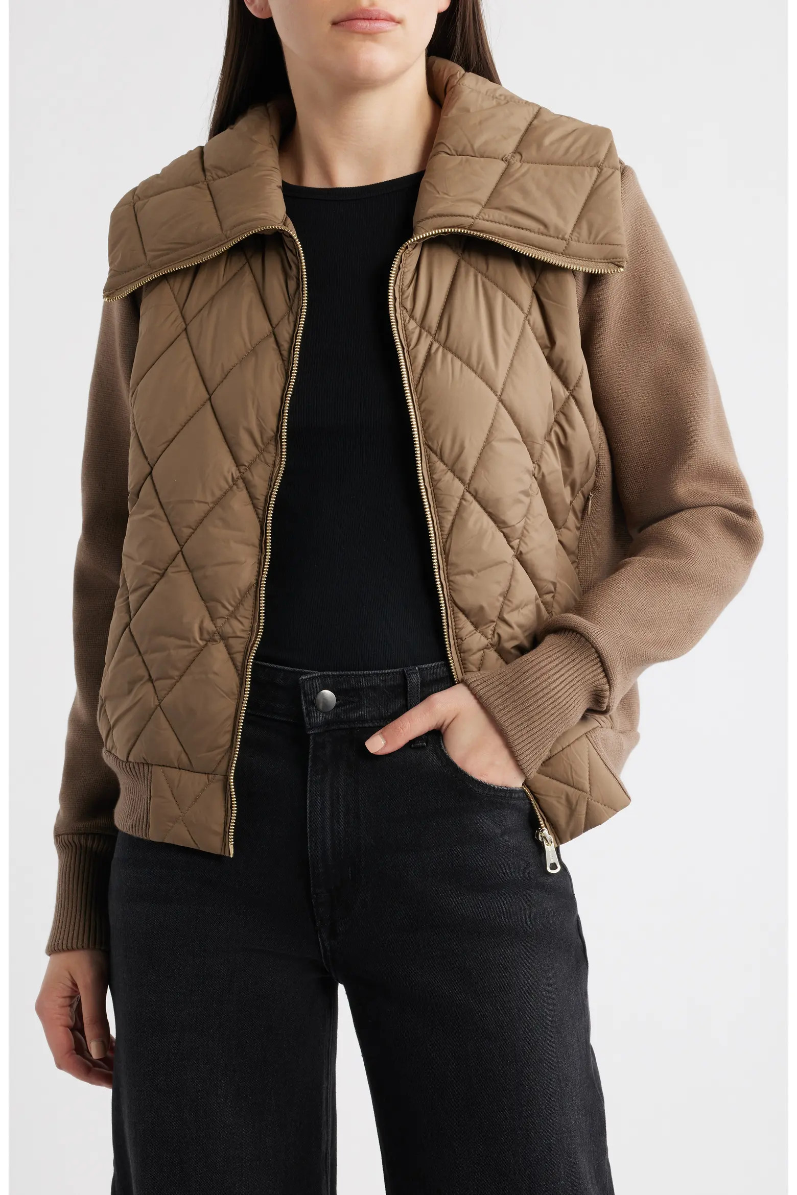 Bernardo Mixed Media Knit & Quilted Jacket (Women) | Nordstrom | Nordstrom