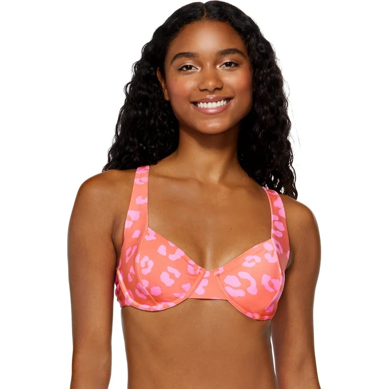 No Boundaries Juniors Bold Leopard Print Underwire Swim Top | Walmart (US)