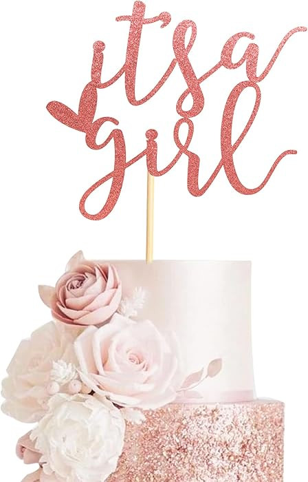 It's a Girl Cake Topper Sweet Baby Girl Cake Decorations Baby Shower/Gender Reveal Party Decorati... | Amazon (US)