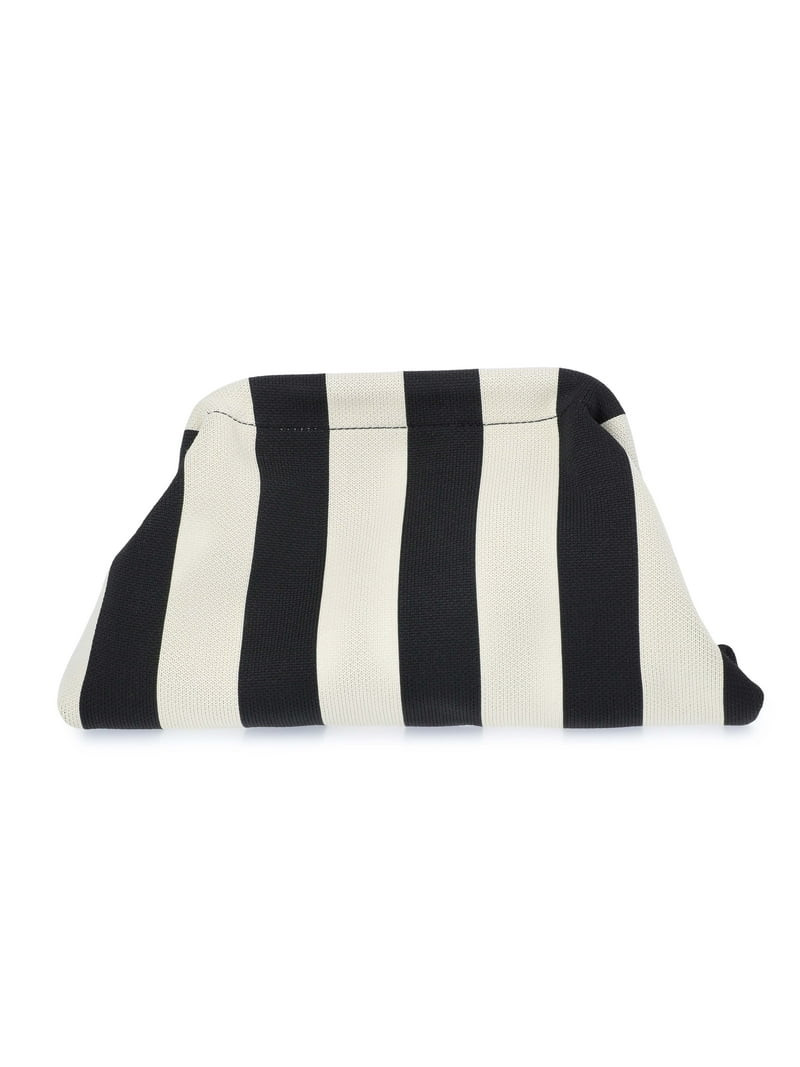 Free Assembly Women's Knit Clutch Handbag, Black/Khaki | Walmart (US)