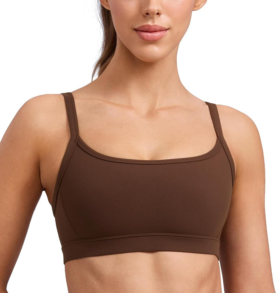CRZ YOGA Butterlift Double Lined Scoop Neck Sports Bras for Women - Spaghetti Straps U Back Yoga ... | Amazon (US)