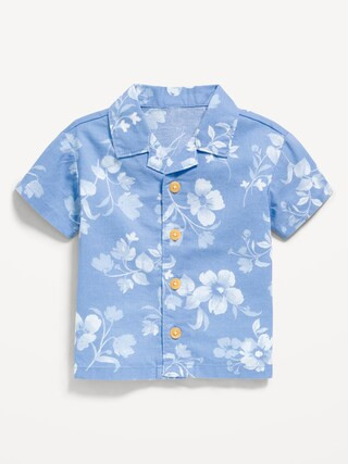 Printed Short-Sleeve Linen-Blend Shirt for Baby | Old Navy (CA)