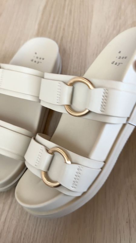 My A New Day Ring  Buckle Footbed Sandals are really comfy & cute! 
Online they  look white but they’re not, they’re more of a cream color. 
|Target finds, summer outfit, resort wear, spring sandals |

#LTKshoecrush #LTKfindsunder50 #LTKVideo